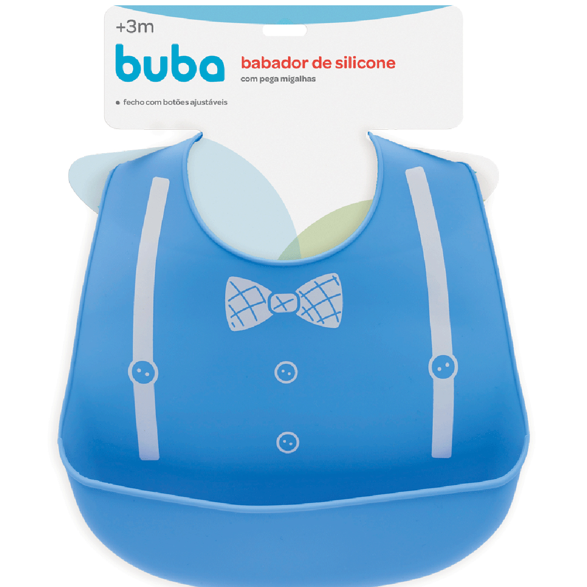 Babador de Silicone com Bolsão Pega Cata Migalha Bebe Azul Buba