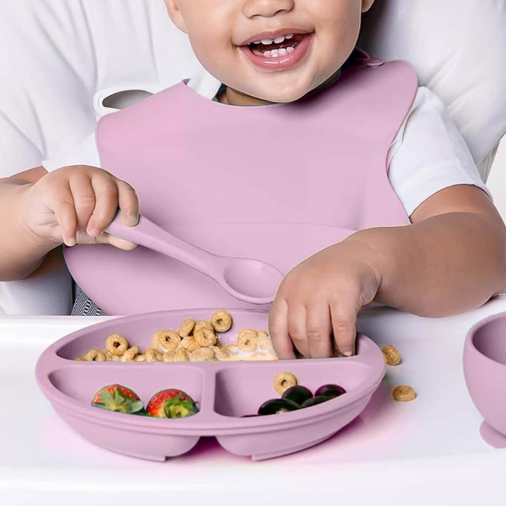 Colher de Silicone para Bebê Buba Rosa +6m Introducao Alimen