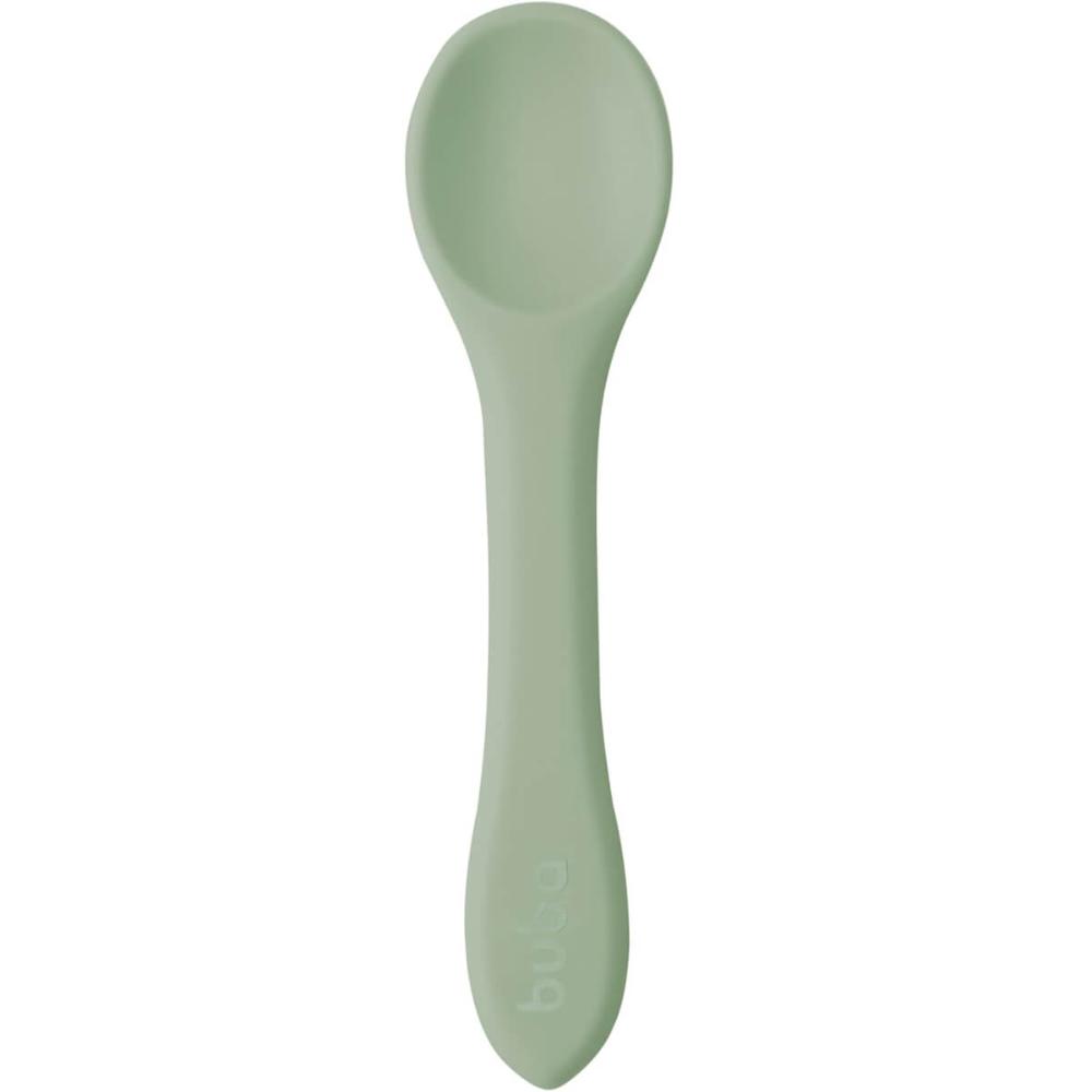 Colher de Silicone para Bebê Buba Verde Introdução Alimentar