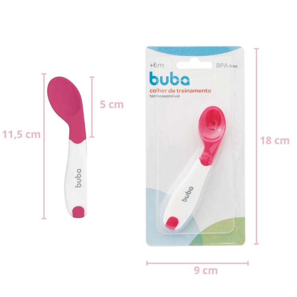 Colher de Treinamento em Silicone Termossensível Buba Talher Infantil em Cores Sortidas