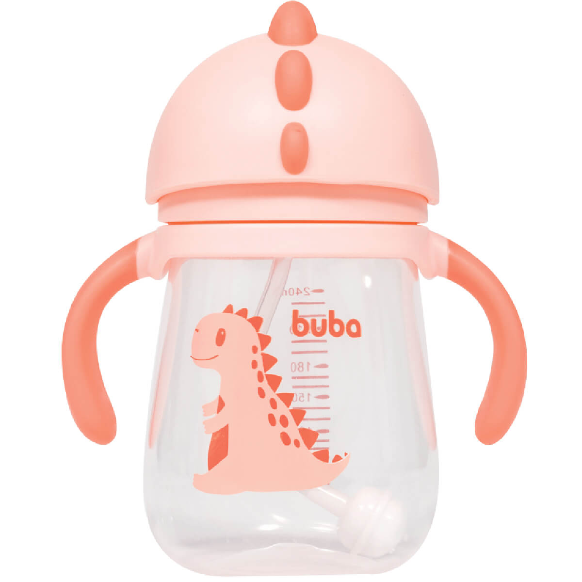 Copo de Transição com Canudo Alça e Válvula Dino Rosa Buba