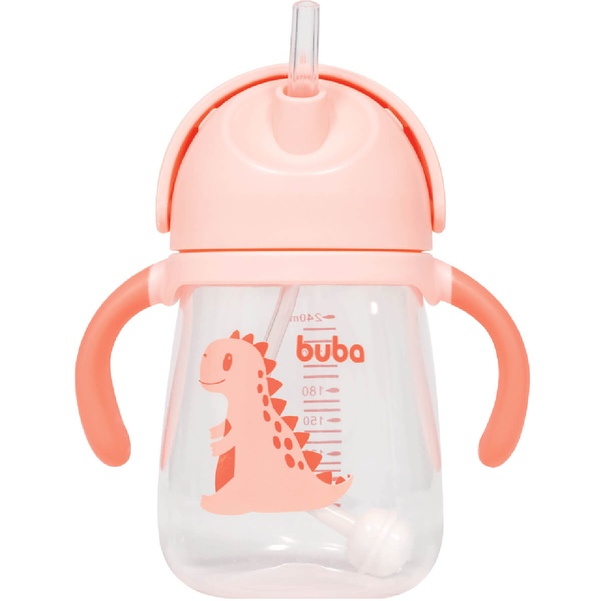Copo de Transição com Canudo Alça e Válvula Dino Rosa Buba