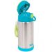 Garrafa Térmica Infantil Antivazamento Squeeze em Inox Parede Dupla 400ml com Canudo Buba Azul