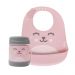 Kit Babador de Silicone Impermeável com Bolso e Pote Térmico com Talher Buba Rosa