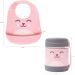 Kit Babador de Silicone Impermeável com Bolso e Pote Térmico com Talher Buba Rosa