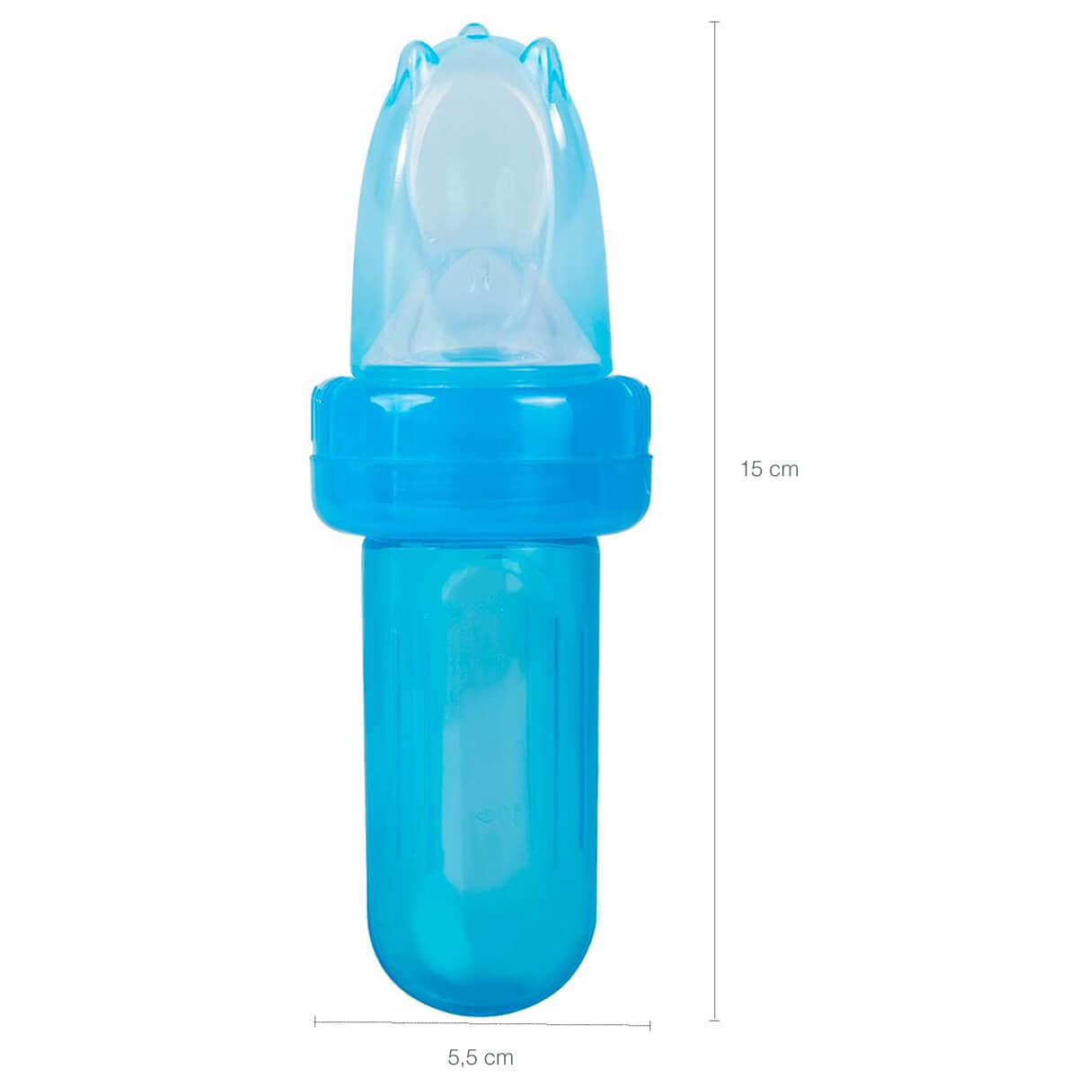 Kit Colher Alimentadora Com Dosador E Porta Frutinha Para Bebê Buba Azul
