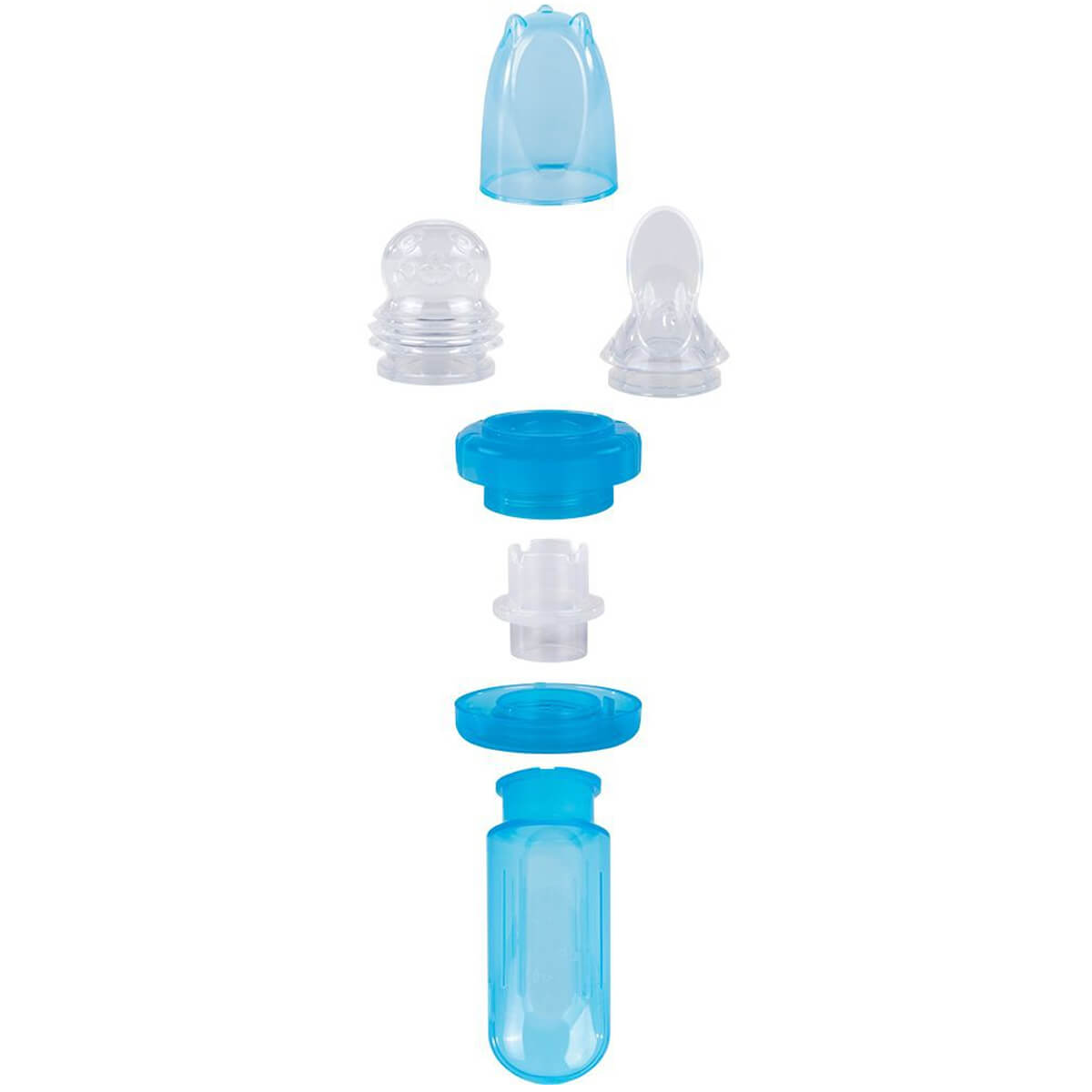 Kit Colher Alimentadora Com Dosador E Porta Frutinha Para Bebê Buba Azul