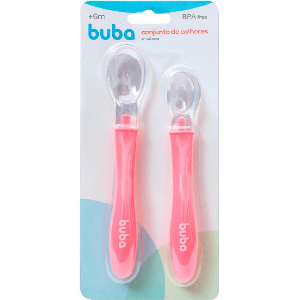 Kit Colheres de Silicone 2 Peças Talheres para Introdução Alimentar Bebê Buba Sortidos