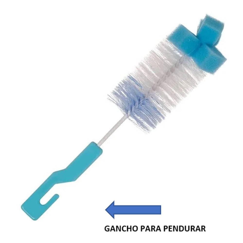 Kit Escovas para Limpeza de Mamadeira e Bico Esponja Higienização Buba Azul