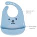Kit Garrafa Térmica e Babador de Silicone Impermeável com Cata Migalhas Canudo Buba Azul