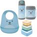Kit Introdução Alimentar Bebê Buba Gumy Azul Garrafa Pote Térmicos Babador Potinhos P M G