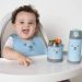 Kit Introdução Alimentar Bebê Buba Gumy Azul Garrafa Pote Térmicos Babador Potinhos P M G