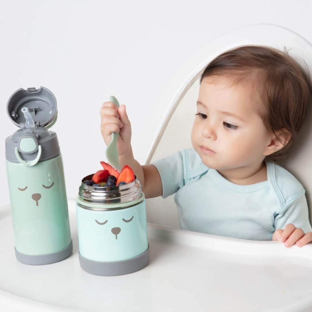 Kit Introdução Alimentar Garrafa e Pote Térmico Buba Inox Gumy Verde Viagens Passeios