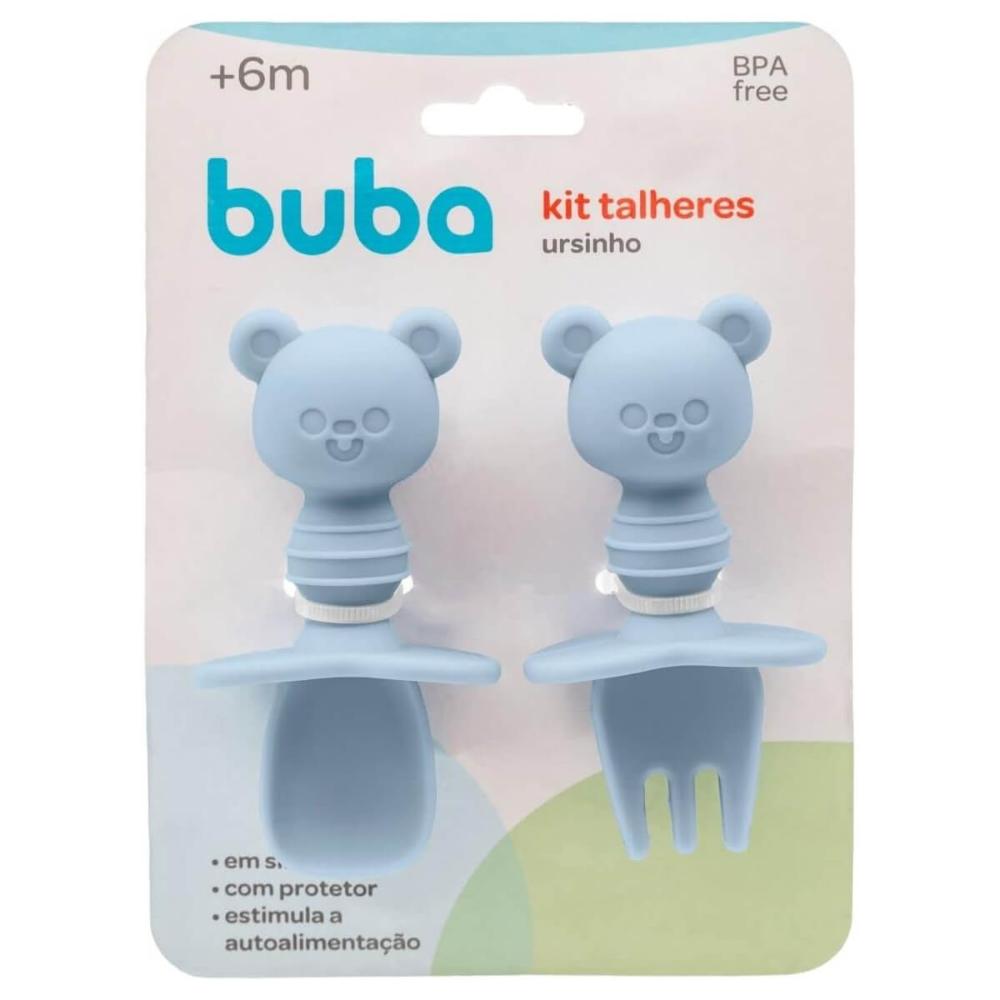 Kit Talher Treinamento Buba Silicone Azul com Escudo Ursinho