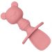 Kit Talher Treinamento Buba Silicone Rosa com Escudo Ursinho +6m Garfo Colher