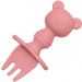 Kit Talher Treinamento Buba Silicone Rosa com Escudo Ursinho +6m Garfo Colher