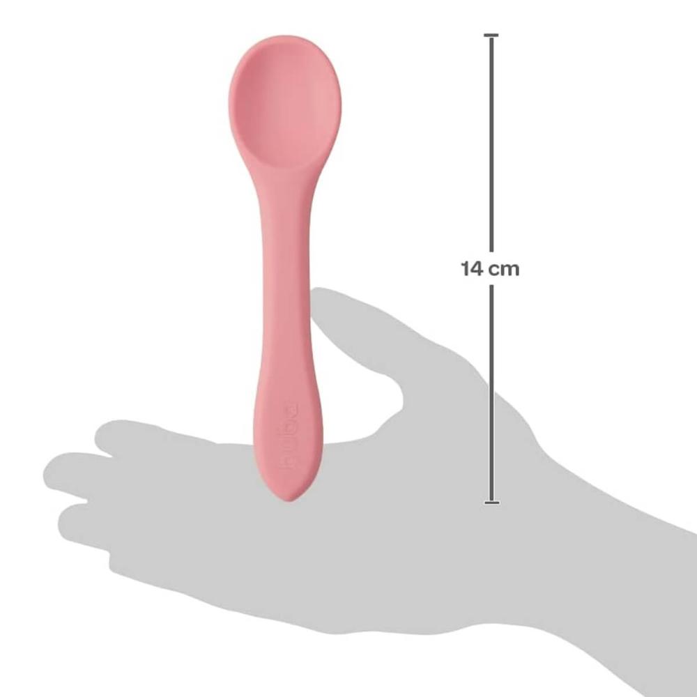 Kit Talheres Bebê Ursinho Buba Garfo Colheres Silicone Rosa