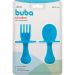 Kit Talheres de Treinamento Buba Colher e Garfo para Bebê com Escudo Limitador Azul