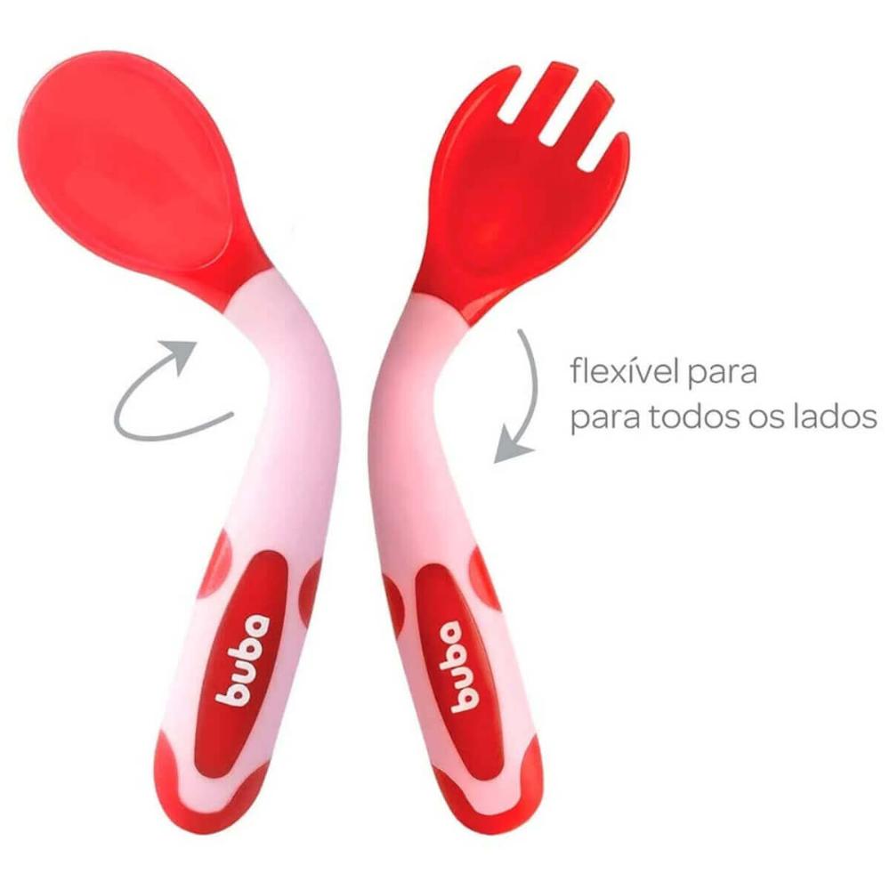 Kit Talheres para Bebê Flexíveis e Termossensíveis Garfo e C
