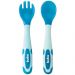 Kit Talheres para Bebê Flexíveis e Termossensíveis Garfo e Colher Silicone Buba Azul
