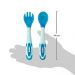 Kit Talheres para Bebê Flexíveis e Termossensíveis Garfo e Colher Silicone Buba Azul