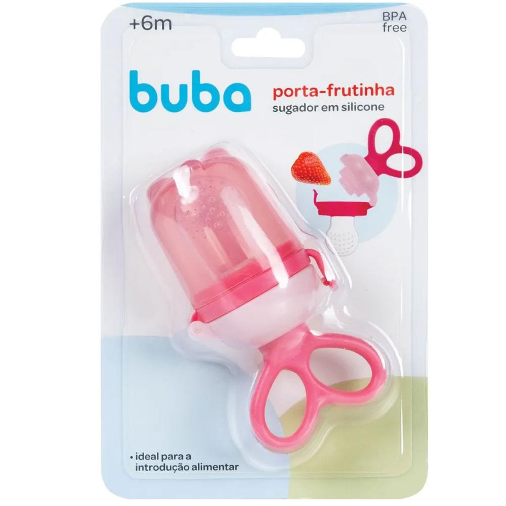 Porta Frutinha Chupeta Alimentadora Buba com Sugador em Silicone Rosa
