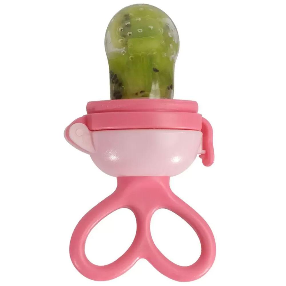 Porta Frutinha Chupeta Alimentadora Buba com Sugador em Silicone Rosa