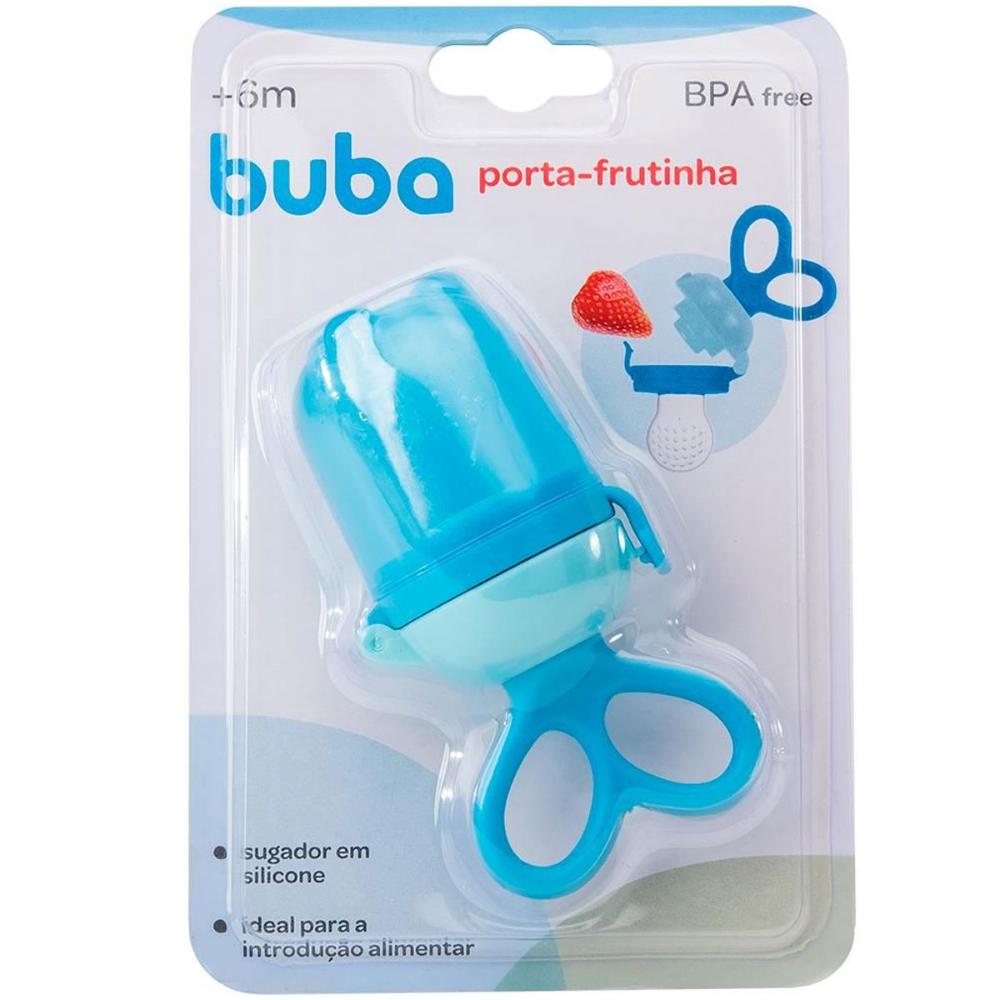 Porta Frutinha com Sugador de Silicone Buba Chupeta Alimentadora Azul