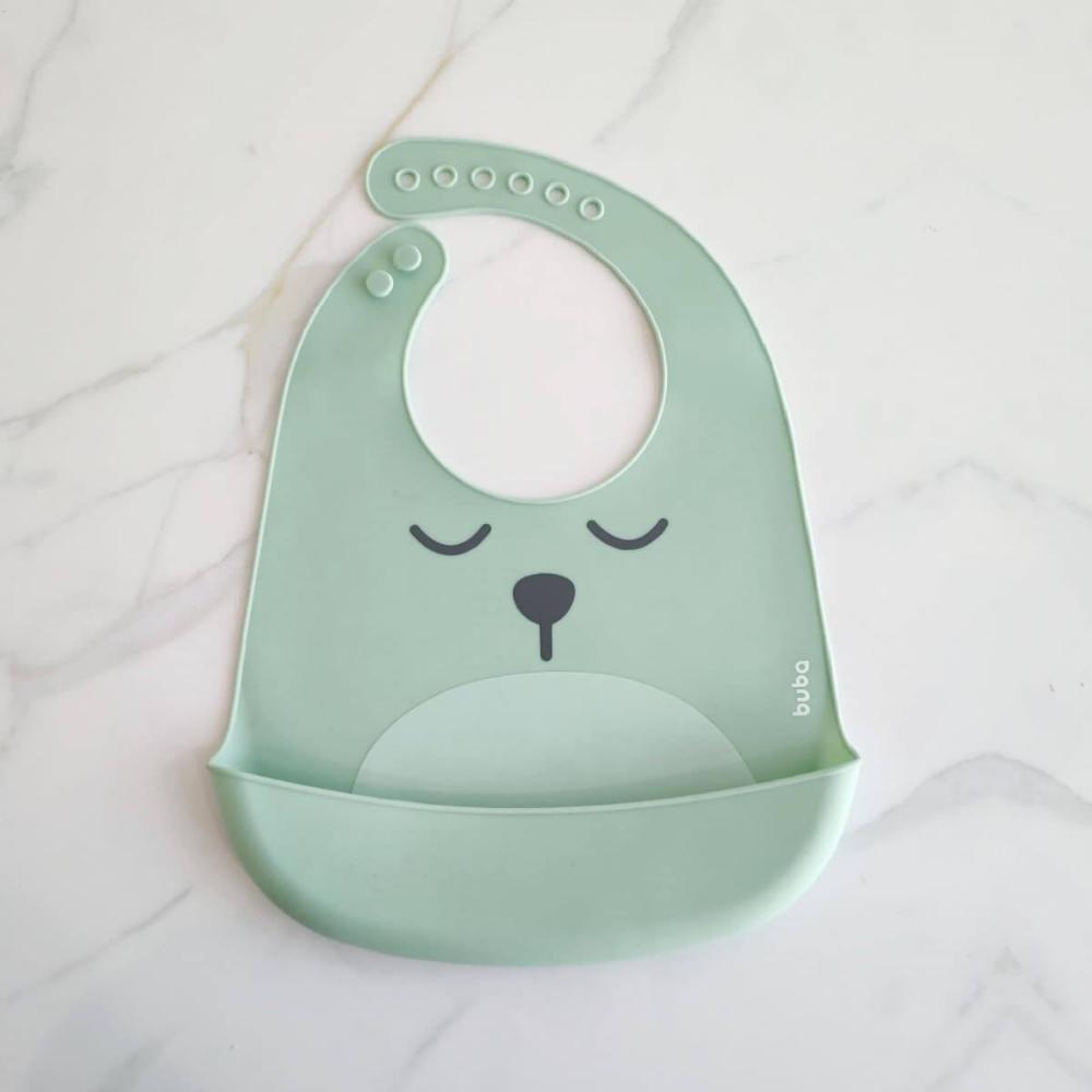 Pote Térmico Inox 320ml com Talher E Babador Pega Migalha Buba Verde Gumy Unisex
