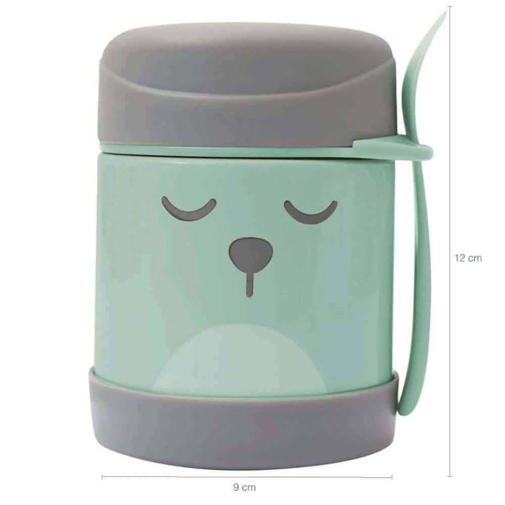Pote Térmico Inox 320ml com Talher E Babador Pega Migalha Buba Verde Gumy Unisex