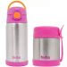 Pote com Garfo e Garrafa Térmica Buba Rosa Inox Papinhas Frutas Menina +6m