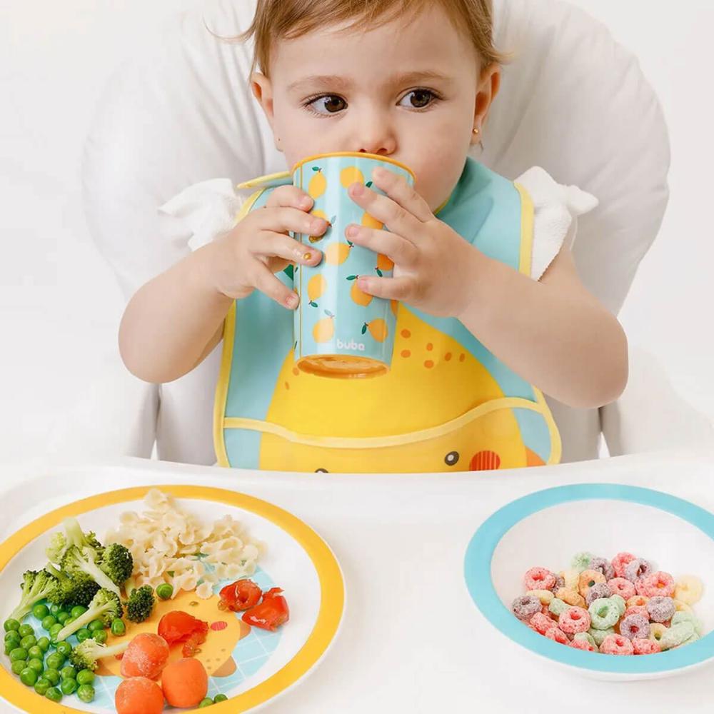 Pratinho Infantil Buba Bowl 16,5cm Introdução Alimentar Frutti Limão Colorido
