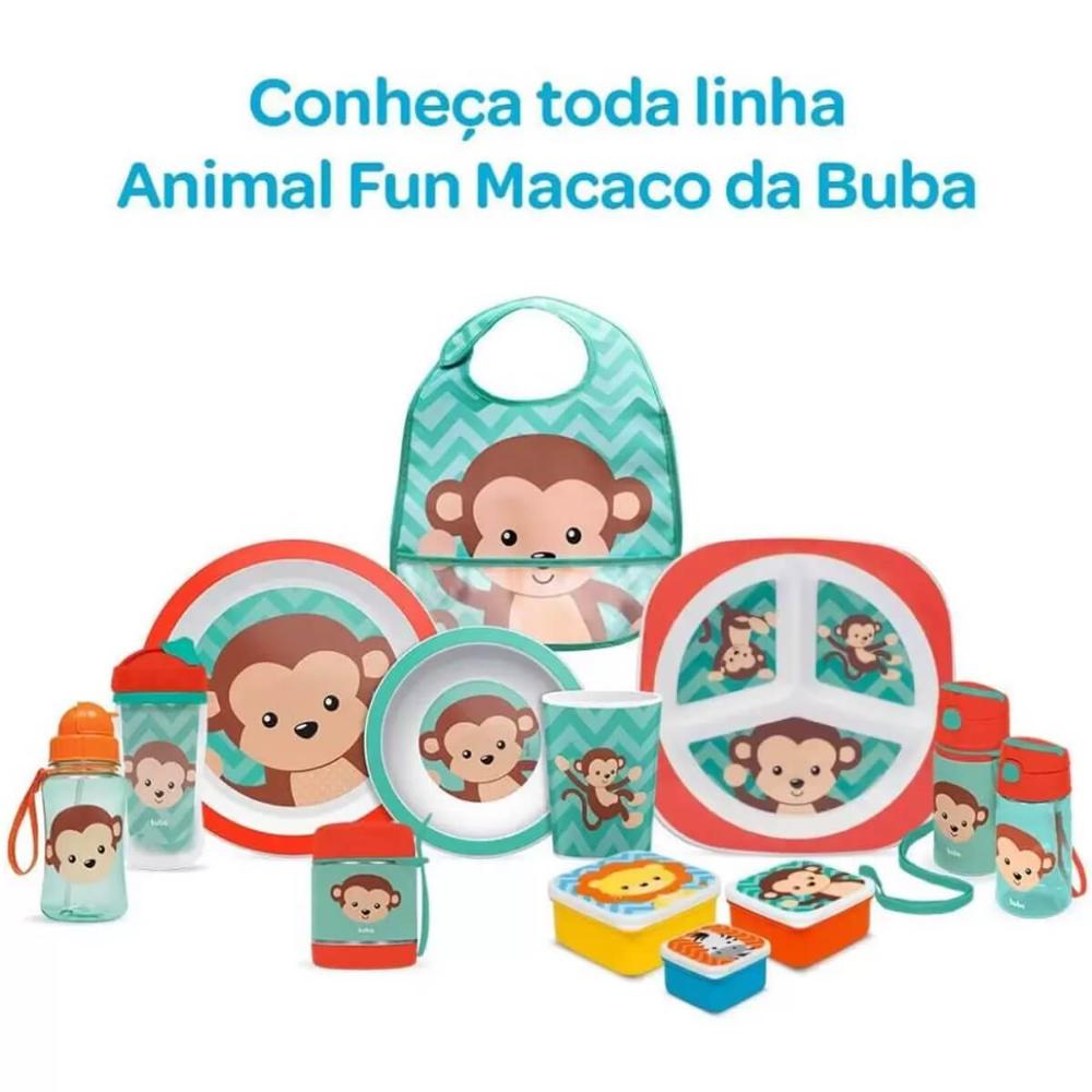 Pratinho de Bebê Animal Fun Buba Colorido 21cm Estampa Macaq