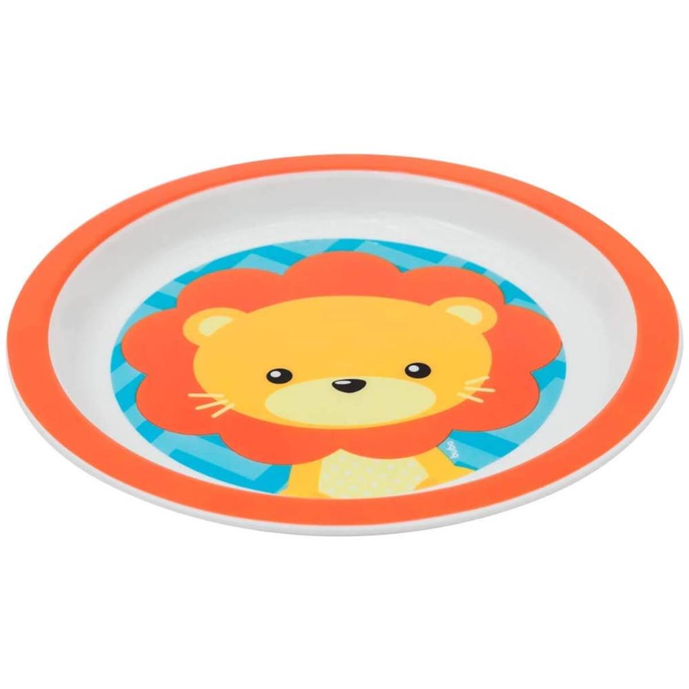 Pratinho para Bebê Animal Fun Estampa Leão Prato Infantil Raso Redondo 21cm Buba Laranja