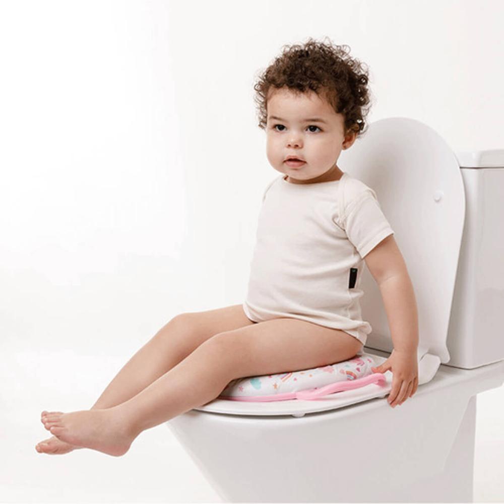 Redutor de Assento Infantil para Vaso Sanitário Buba com Alças e Protetor Anti Respingo Rosa