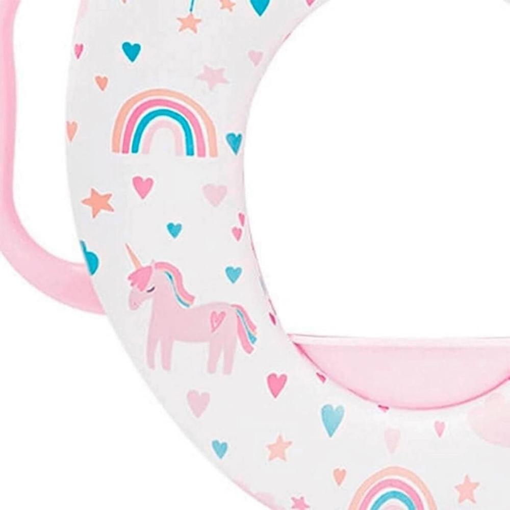 Redutor de Assento Infantil para Vaso Sanitário Buba com Alças e Protetor Anti Respingo Rosa