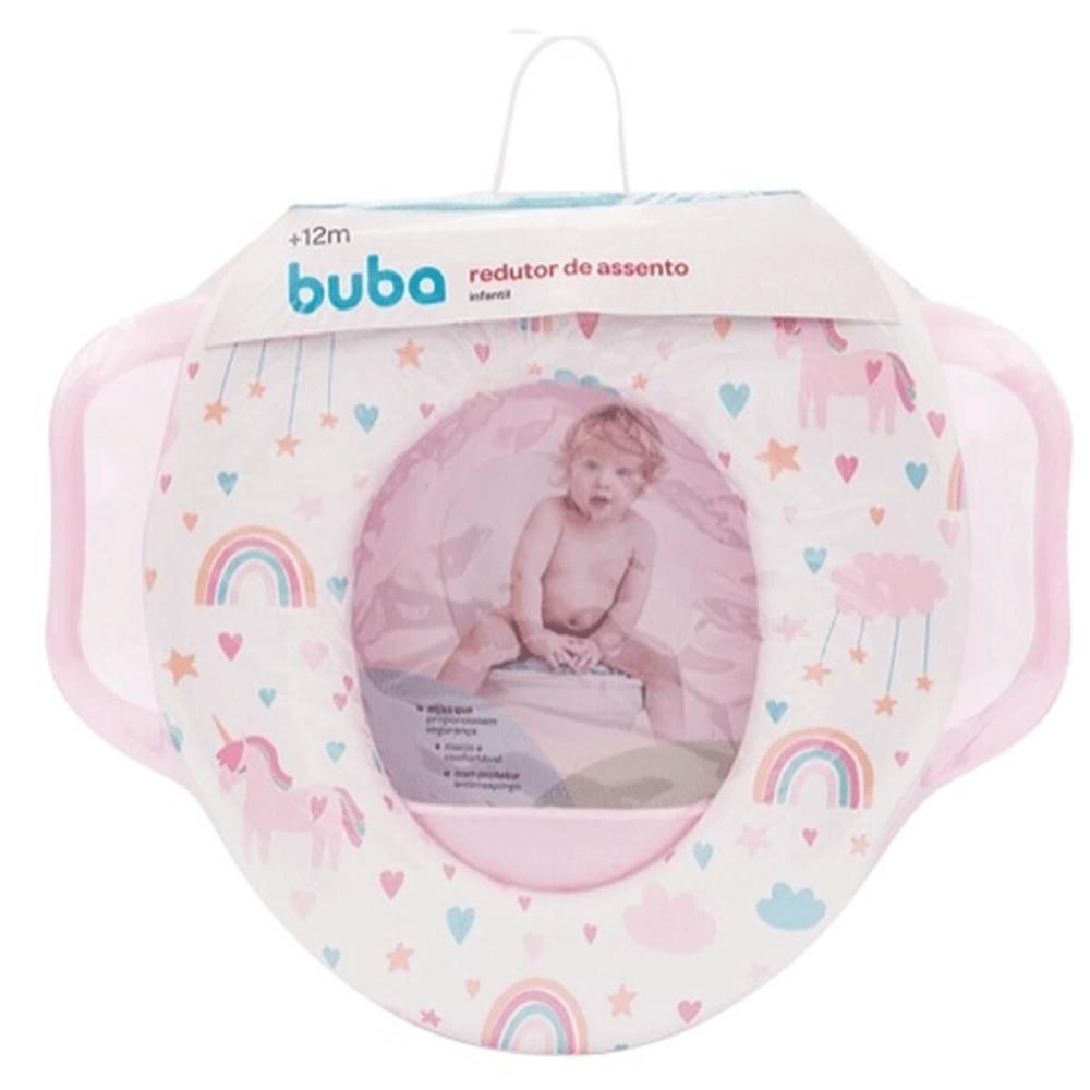 Redutor de Assento Infantil para Vaso Sanitário Buba com Alças e Protetor Anti Respingo Rosa