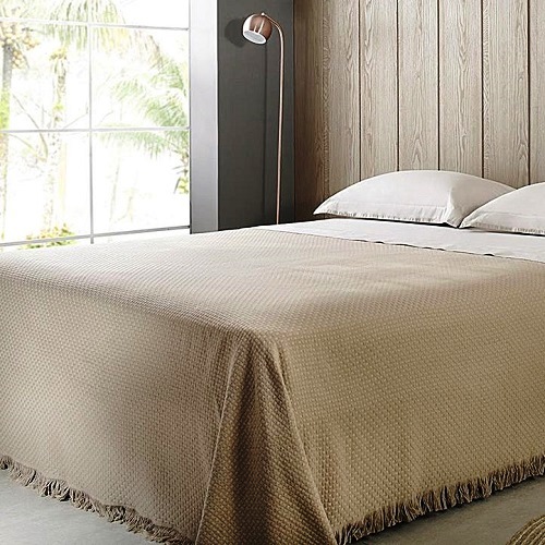 Colcha King In Design com franja - Bege Buddemeyer