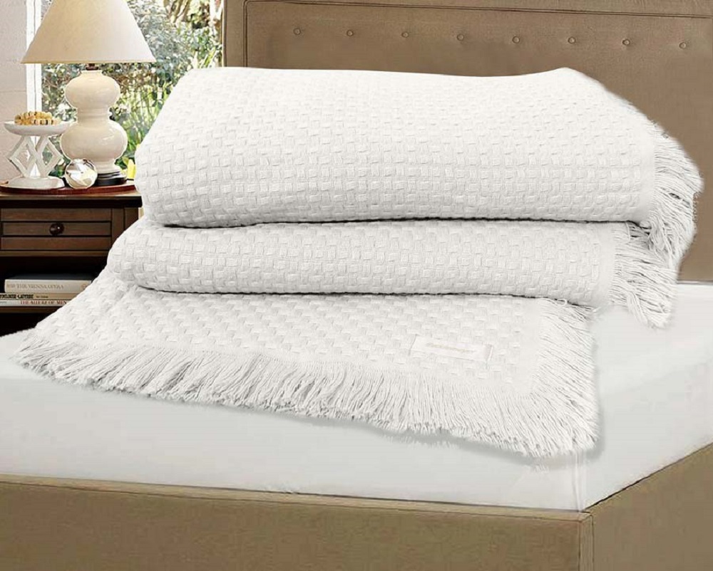 Colcha casal In Design com franja - Branco Buddemeyer
