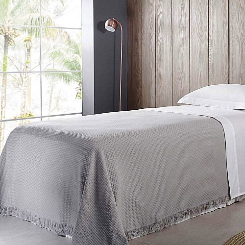 Colcha casal In Design com franja - Cinza Buddemeyer