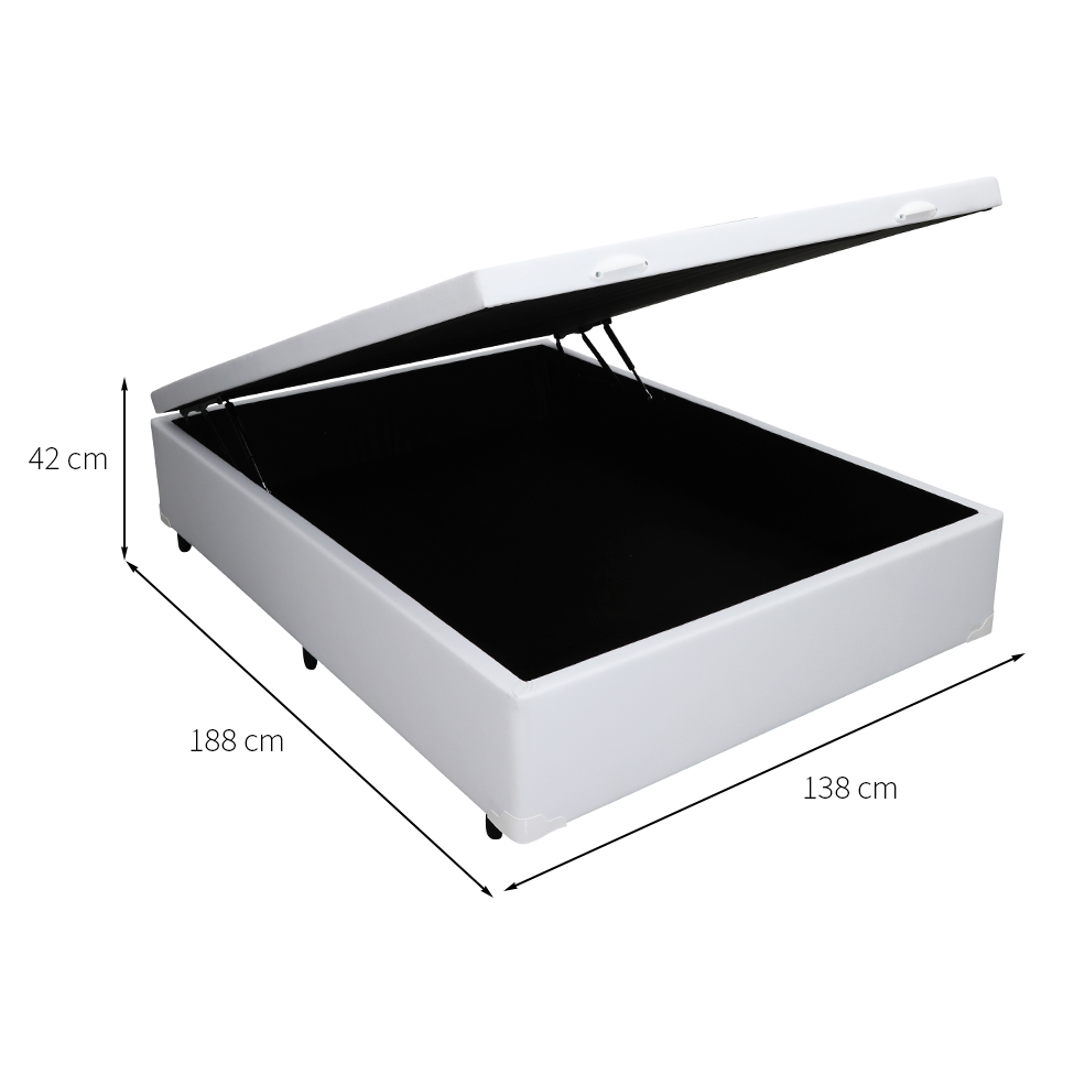 Base para Cama Box Casal Érica com Baú Branca