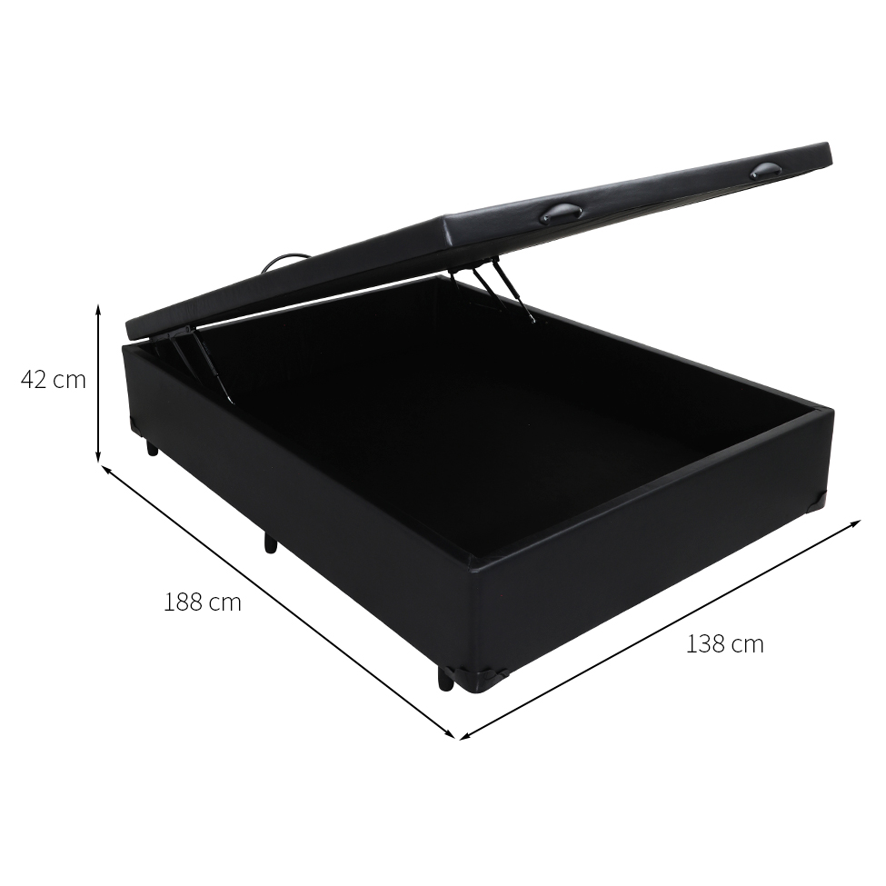 Base para Cama Box Casal Érica com Baú Preta