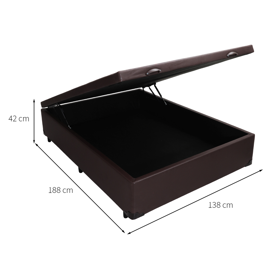 Base para Cama Box Casal Érica com Baú Tabaco