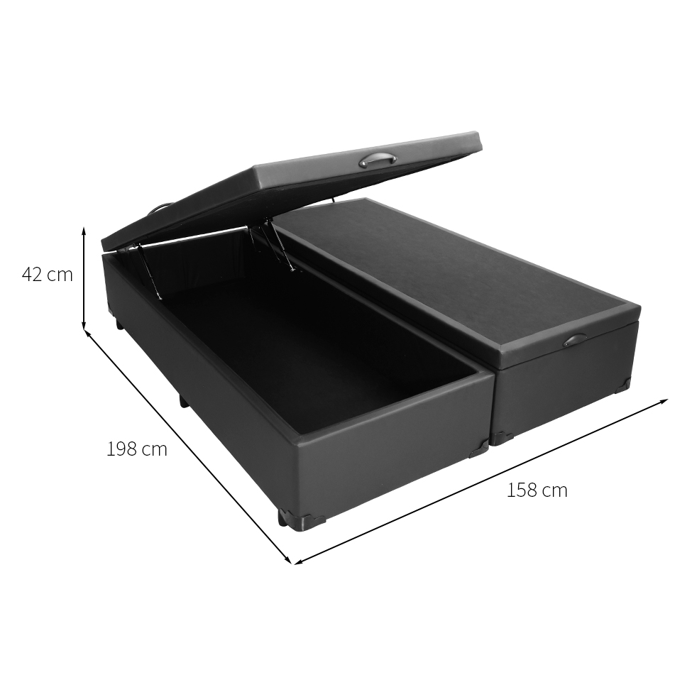 Base para Cama Box Queen Érica com Baú Preta