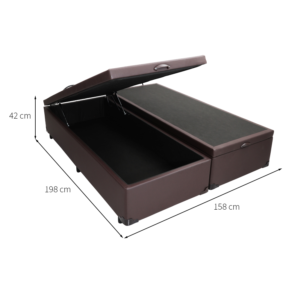 Base para Cama Box Queen Érica com Baú Tabaco