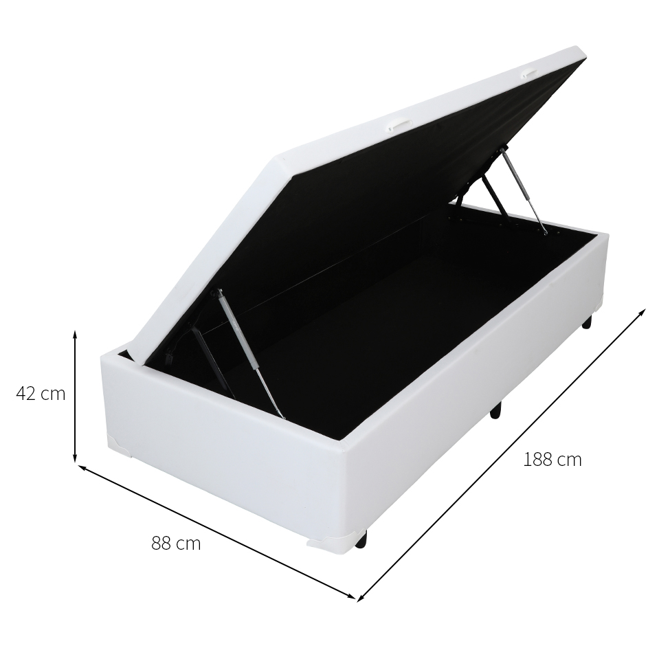 Base para Cama Box Solteiro Érica com Baú Branca