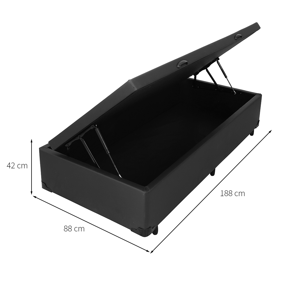 Base para Cama Box Solteiro Érica com Baú Preta