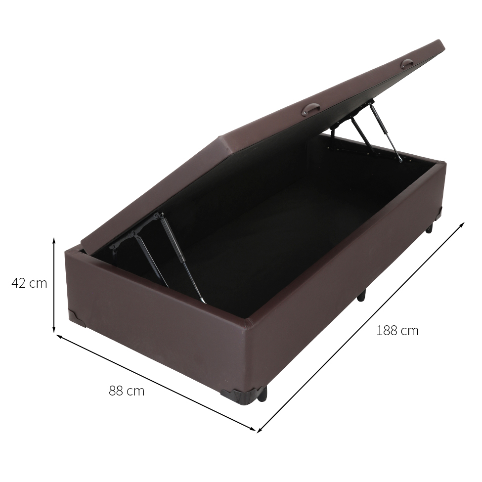 Base para Cama Box Solteiro Érica com Baú Tabaco