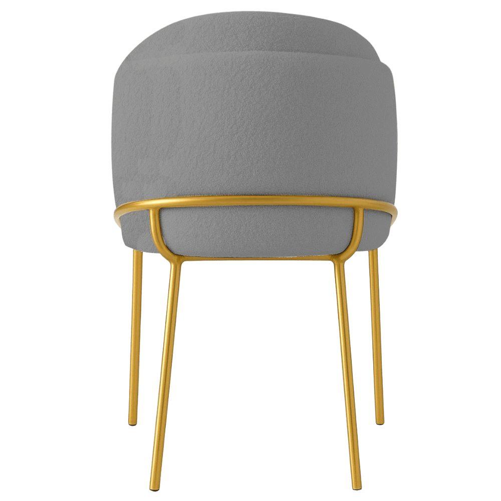 Cadeira Aurora Bouclé Cinza Metal Dourado