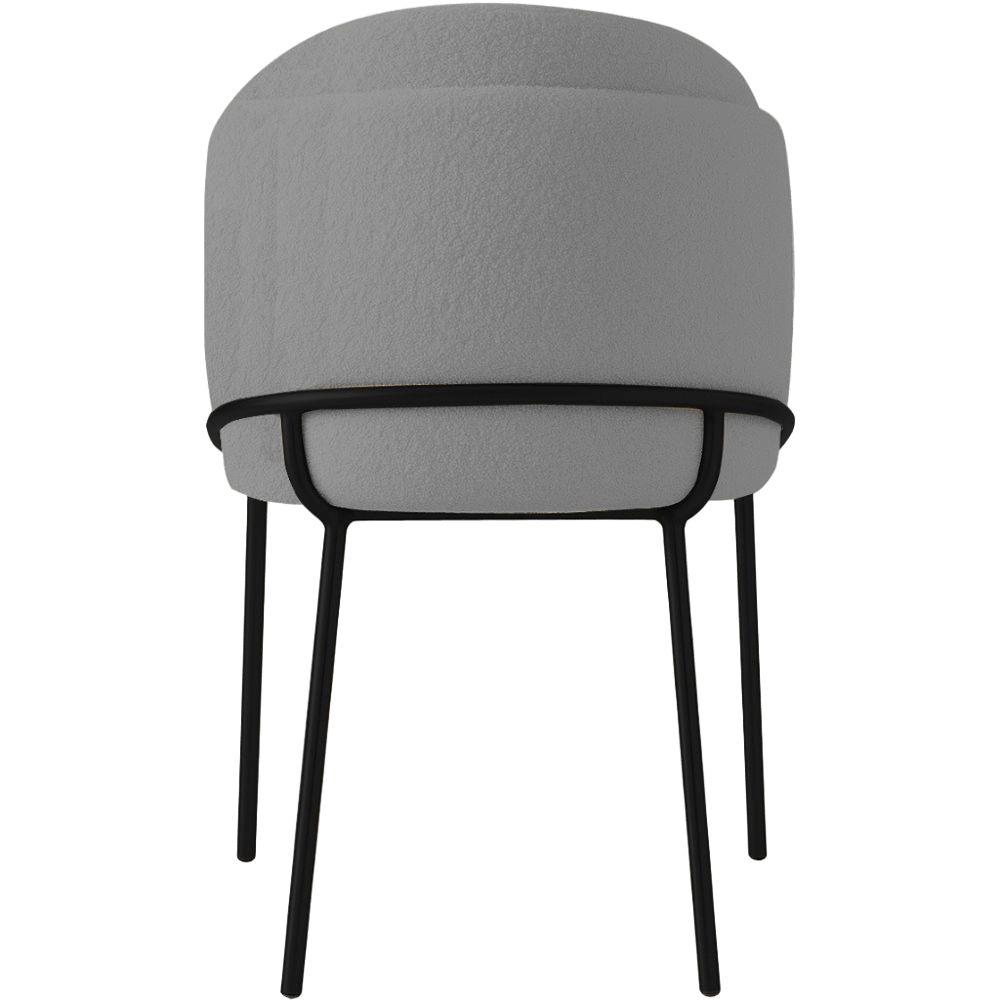 Cadeira Aurora Bouclé Cinza Metal Preto
